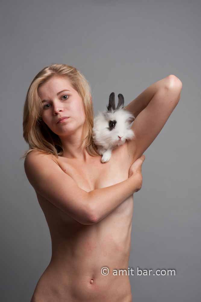 Top rabbit IV: Nude model with a rabbit
