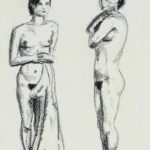 Two nude figures in Charcoal