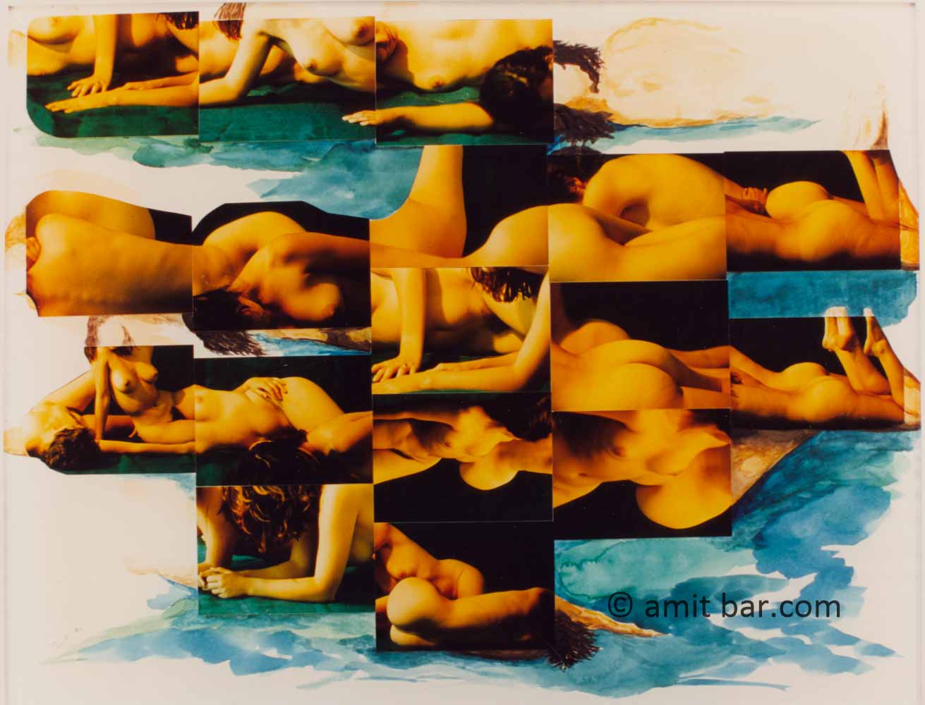 Two nudes: Collage of two nudes, photographs and aquarelle