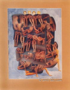 Two women: Collage of two nude women, photographs and aquarelle