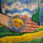Van Gogh's Wheat Field with Cypresses: Body-painted model in my studio