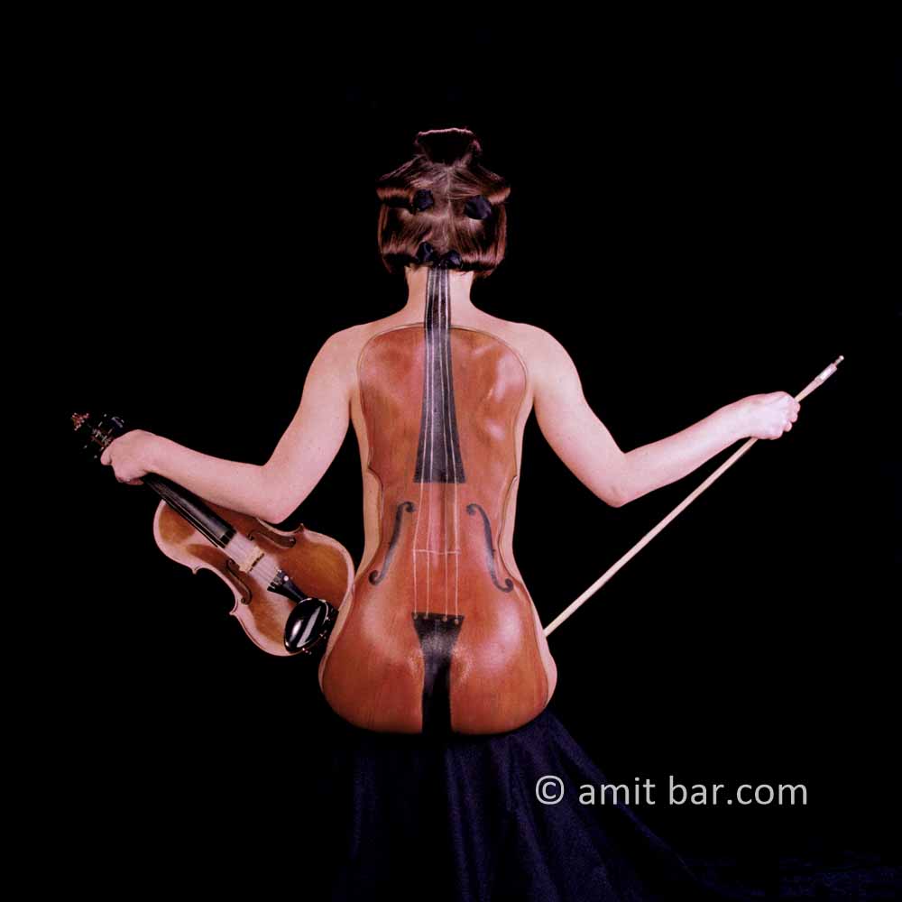 Violin I: Body-painted model with a violin