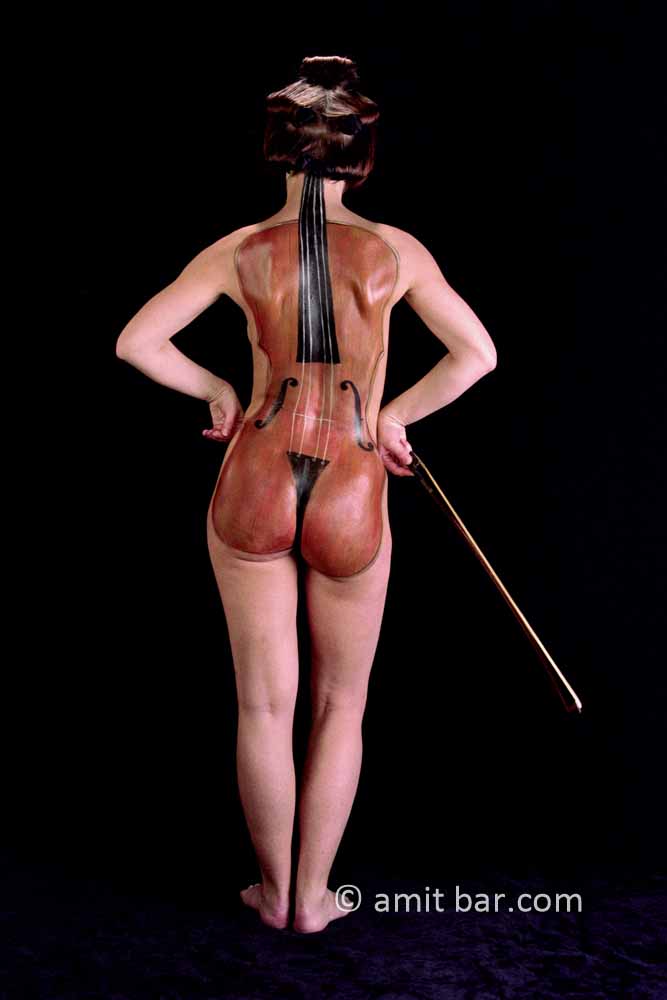 Violin II: Body-painted model as a violin