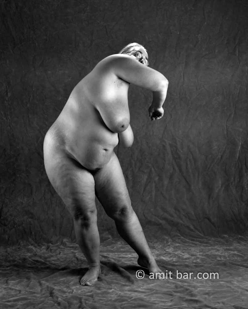Waving: Nude model dancing