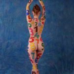 What's my number I: Body-painted model with numbers