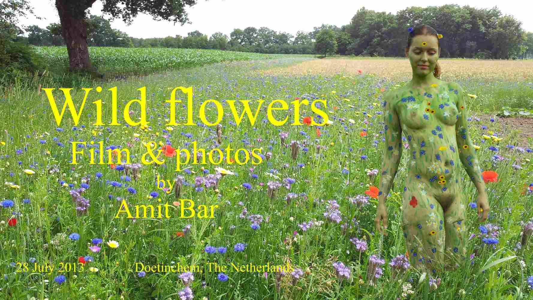 Wild flowers video: Body-painted woman with wild flowers