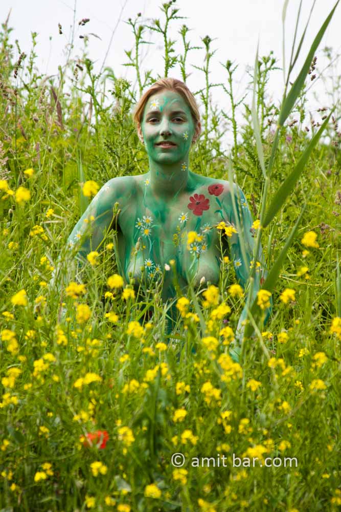 Wild spring flowers III: Body-painted woman with wild flowers