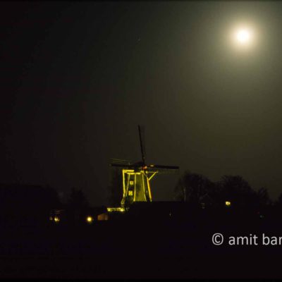 Windmill in moonlight