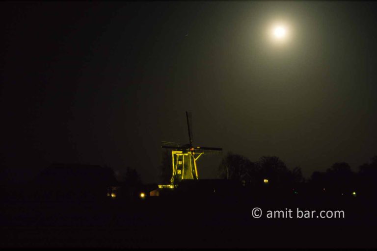 Windmill in moonlight