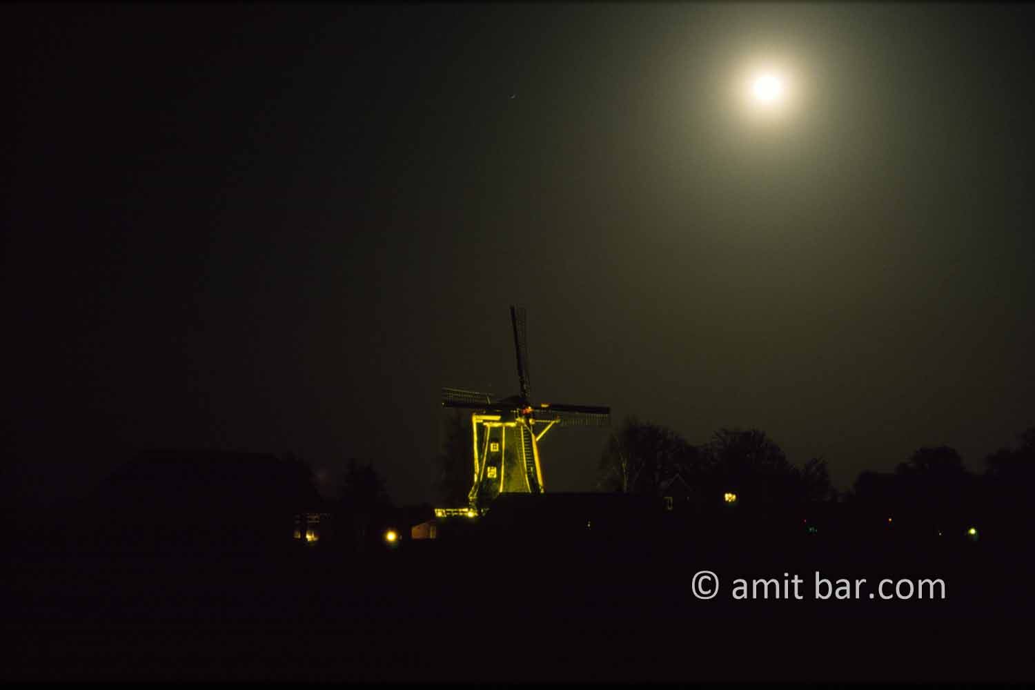Windmill in moonlight at Doetinchem, The Netherlands