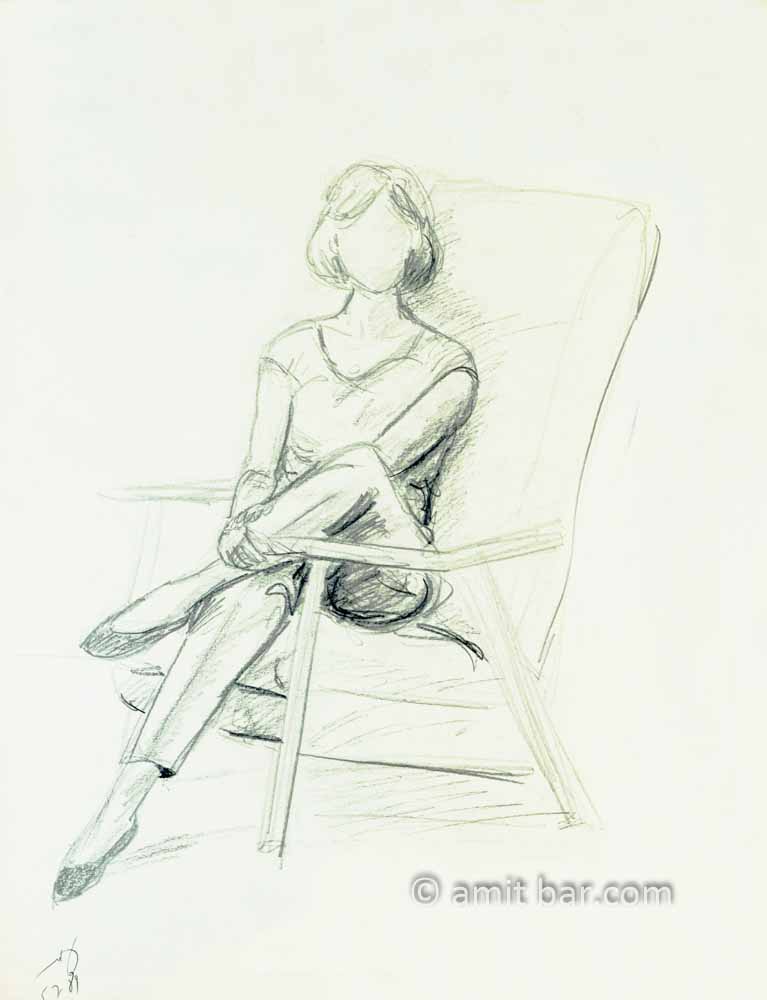 Woman on armchair. Charcoal