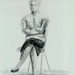 Woman on chair. Charcoal drawing
