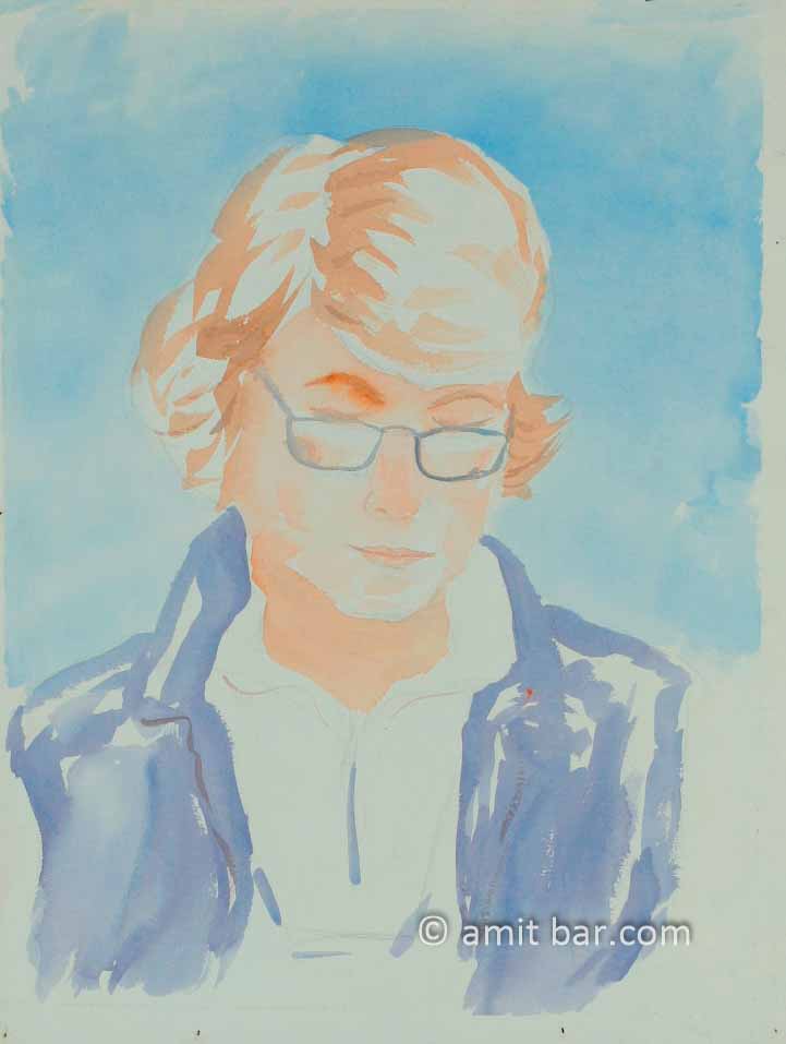 Woman with glasses 1: Woman with glasses. Aquarel