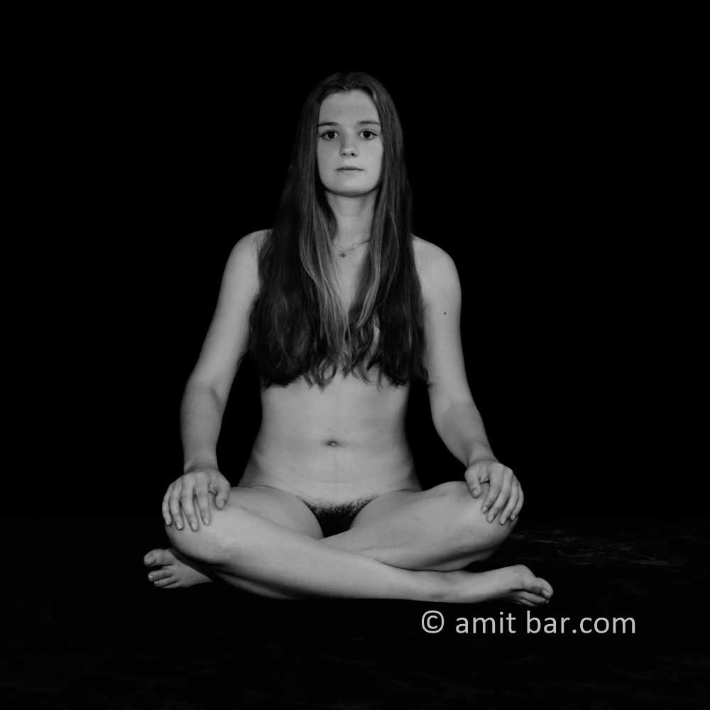 Young nude woman I: Nude girl in a lotus position